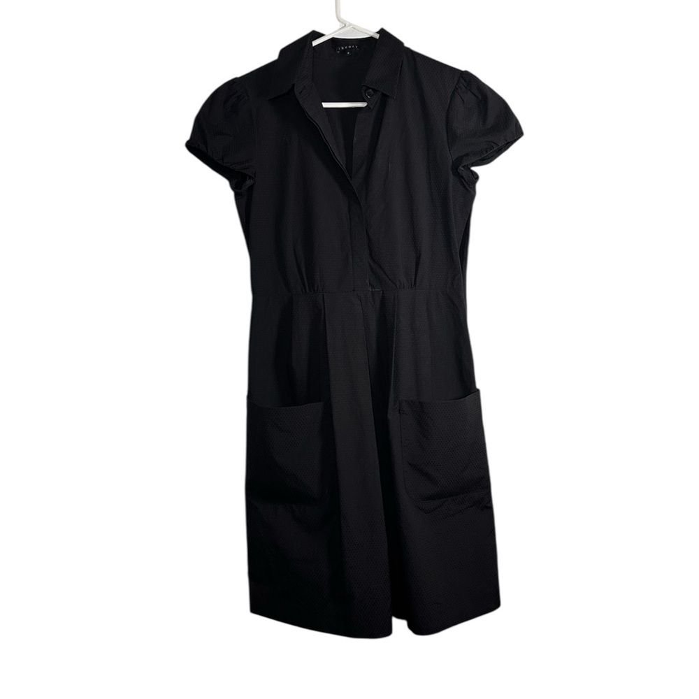 Theory Black Short Sleeve Shirt Dress
